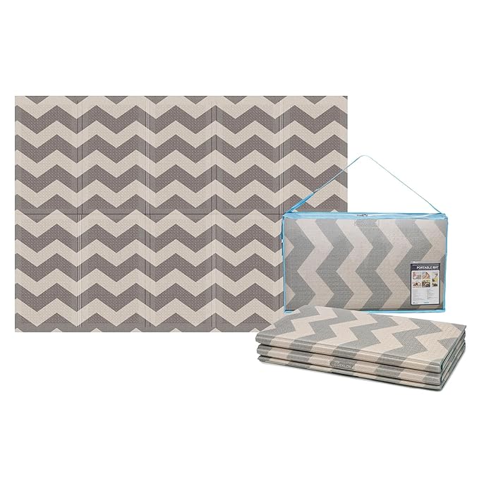 Parklon Baby Play Mat, Foldable & Portable, Large Size (78.7 x 55.1), Indoor, Outdoor, Waterproof, Made in Korea - Urban Zig Zag