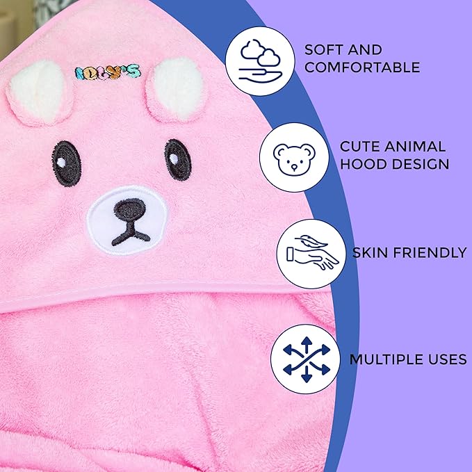 Ioly's Hooded Baby Bath Towels for Newborn Essentials 41" x 41" (Large) Towel with Hood for Toddler Babies Infant Baby Towels with Hood Cosas para Bebes recien nacidos Baby Bath Items (Pink)