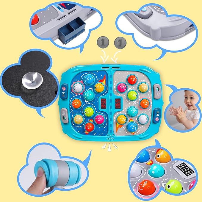 Whack Game Mole, Game 3+ Year Old, 3 Year Old Boy, 4 Year Old Toy, Gift for 3 Year Old, 11x15in Larger 2-Players Whack Toy with 5 Modes, 9 Speeds, 54 Levels, Light&Sounds, Birthday Gift for Todders