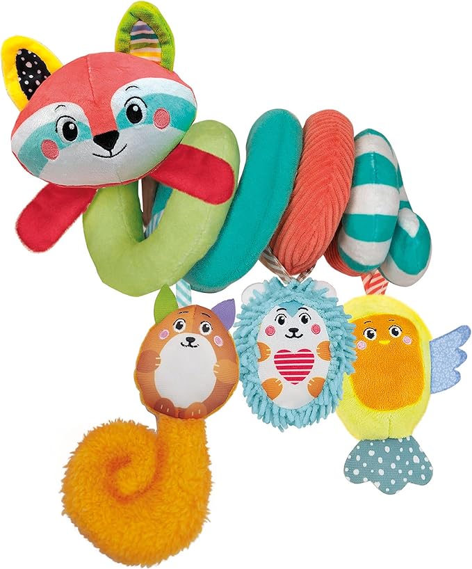 Clementoni - Spiral Baby Stroller, Soft Spiral Happy Animals, Baby for You, 17909 Soft Toy