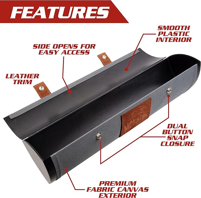 Monster Protectors Hard-Cased Playmat Tube - Premium Prism-Shaped Canvas Play Mat Holder with Fabric Interior and Snap Closure - Won't Roll Off The Gaming Surface- Holds up to 2 Mats Like No Other