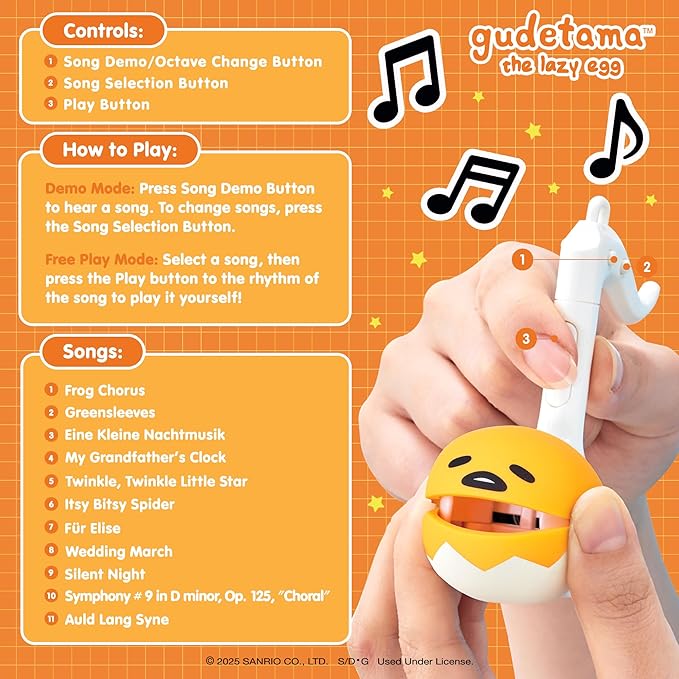 Otamatone Melody Gudetama Electronic Portable Music Instrument / Synthesizer Toy from Japan by Maywa Denki (Officially Licensed Gudetama The Lazy Egg) [English Instructions]