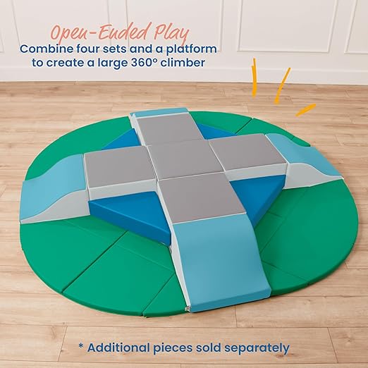 ECR4Kids SoftZone Junior Adventurer's Summit Slide, Corner Climber, Contemporary, 4-Piece