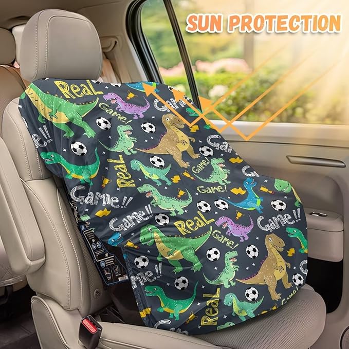 XYZCANDO Dinosaurs Design Infant Car Seat Cover Girl Cute Car Seat Covers for Babies Boy Foldable Car Seat Sun Cover for Baby Stretch Baby Car Seat Sun Shade Cover Car Decor Gift for Holiday