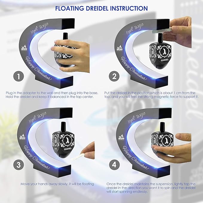 Ner Mitzvah Floating Dreidel - Hanukkah Decorations Gadget - Chanukah Decor
