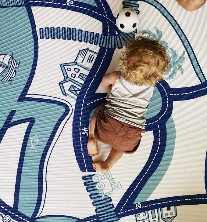 The Shwally PlayMat - Soft Baby Play Mat - Reversible Foam Floor Mat - Waterproof, Wipe-Clean, Durable, Non-Toxic and Hypoallergenic - Large (6.5' X 4.5')