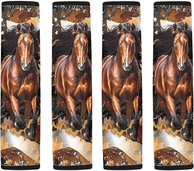AFPANQZ Brown Horse Seat Belt Pad Cover for Women Adults Kids Safety Seatbelt Pad Cushion Adjustable Comfortable Driving Schoolbag Straps Pads