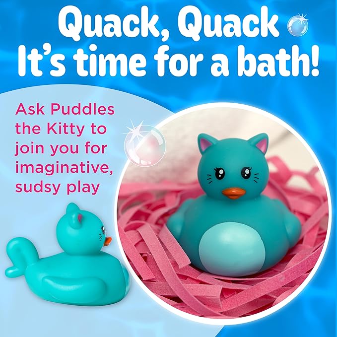 Creativity for Kids Soap Noodles Kitty Bath Set | Mix, Swirl & Play with Pink Soap Noodles & Puddles The Kitty Duck | Easter Basket Stuffers & Fine Motor Skill Crafts (Ages 3+)