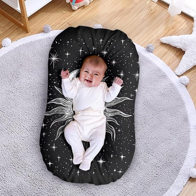 Moon Star and Sun Baby Lounger Cover, Infant Newborn Lounger Covers 31.5'' x 21.3'' Soft and Breathable Baby Nest Slipcover for Boys Girls