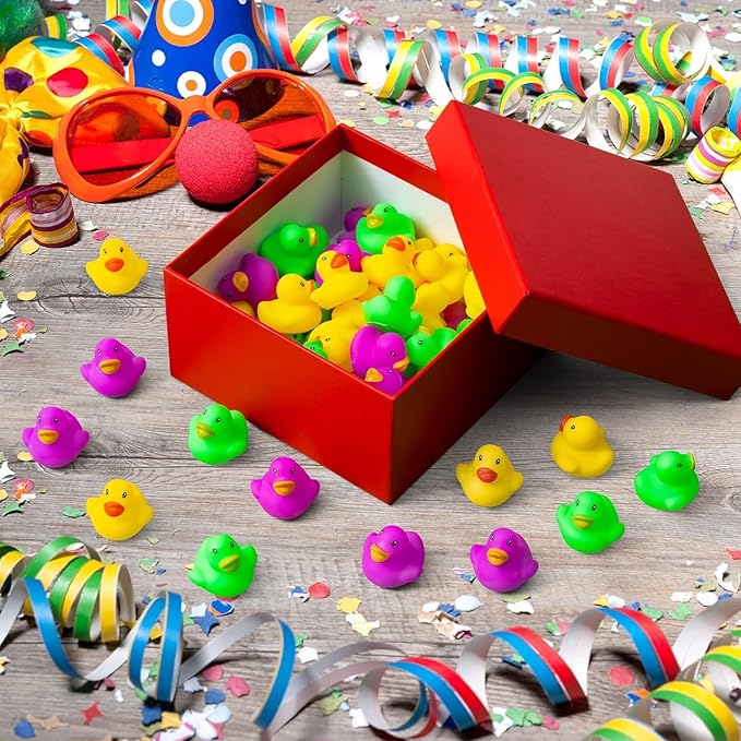Haooryx Mardi Gras Rubber Ducks - 60Pcs Mini Bath Toys Colorful Miniatures Tiny Ducks Squeak Bathtub Float Ducky Mardi Gras Carnival Party Favors Game Reward Baby Shower Birthday Pool Party Decoration
