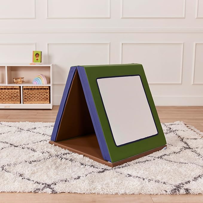ECR4Kids SoftZone Double-Sided Folding Floor Mirror, Daycare Essentials, Earthtone