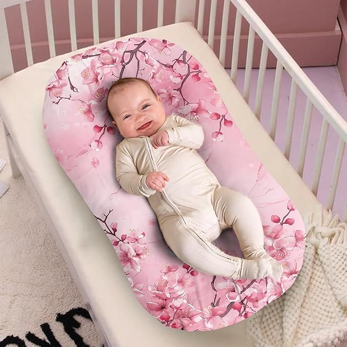 Peach Blossom Infant Lounger Cover Snuggle Me Pillow for Baby Lounger Sleeping for Newborn Pink Crib Mattress Sheets