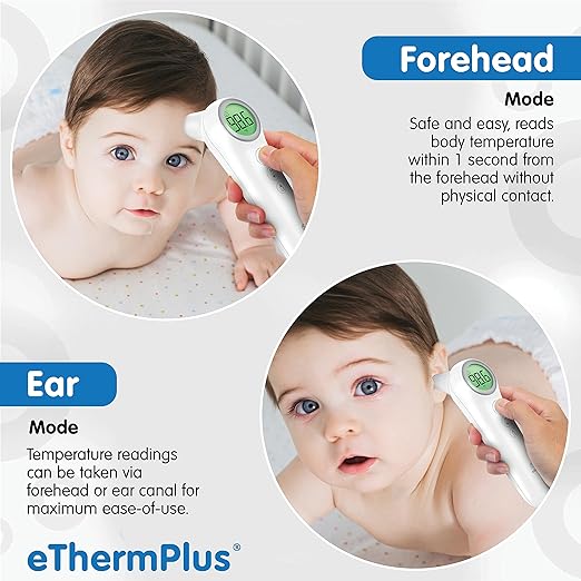 Elepho eTherm Plus Non-Contact Infrared Forehead Thermometer for All The Family; Babies to Adults – Accurate & Fast Readings in 1 Second. Large LCD Display…
