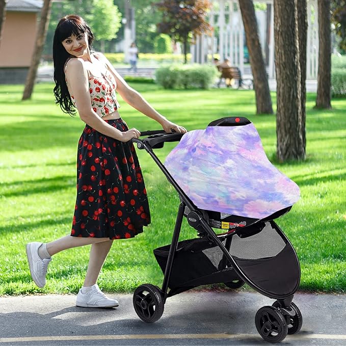 Nursing Cover Breastfeeding Scarf Rainbow Tie Dye Baby Car Seat Covers Floral Pastel Soft Breathable Infant Carseat Canopy Stroller Cover for Boys Girls