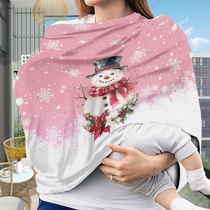 AFPANQZ Snowman Nursing Cover Breastfeeding Covers Stretchy Babies Car Seat Cover Soft Breathable Infant Carseat Canopy Shopping Cart Stroller Canopy for Baby