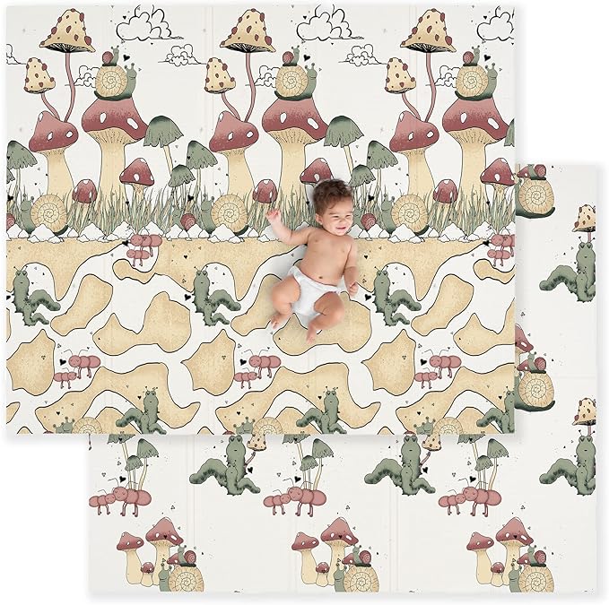 JumpOff Jo Foldable Foam Play Mat – Large Waterproof Baby & Toddler Activity Floor Mat, Double-Sided 70 x 59 Inch Play Surface
