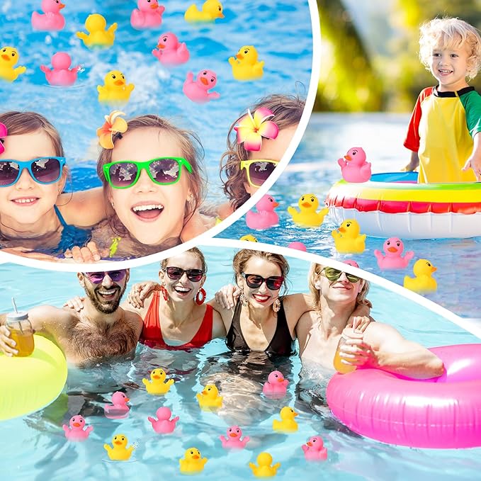50 Pcs Rubber Ducks for Jeeps Shrugging Mini Ducks in Bulk Small Funny Rubber Duck Float Squeaky Toys for Baby Shower Birthday Gifts Party Favors