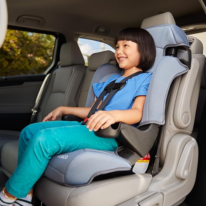 Cosco Kids Finale DX 2-in-1 Booster Car Seat, Forward Facing Toddler Car Seat (40-65 lbs) and Belt Positioning High Back Booster (40-100 lbs), Rainbow