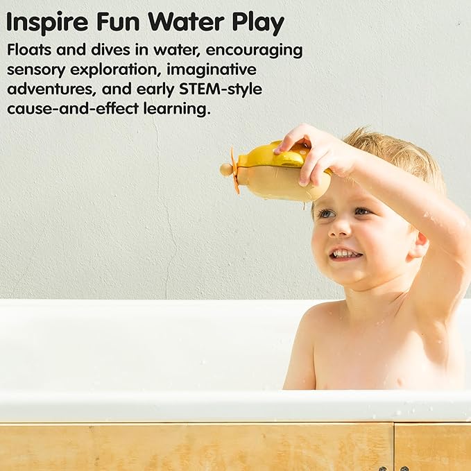 PlanToys® Submarine Wooden Baby Bath Toy for Toddlers | Waterproof Pool Toy | Educational Bathtub Toy for Fine Motor Skills & Imagination | Non-Toxic Toy 18+ Months