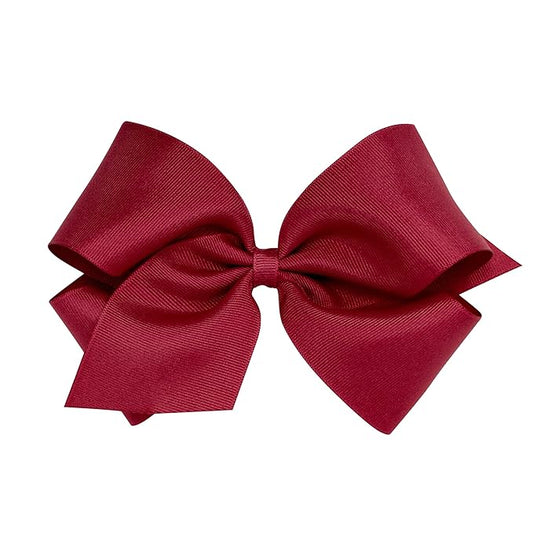 Wee Ones Girls' Classic Grosgrain Hair Bows with Plain Wrap Center, No-Slip Hair Clip, Handmade, Cranberry, King