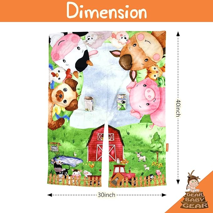 Dear Baby Gear Car Seat Cover for Boys & Girls - Baby Carseat Canopy w/Snap Opening - Infant Seat Cover - Stroller & Nursing Covers - Newborn Carrier Canopy - 40x30" (Barn with Animals Farm Life)