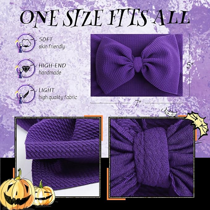 Halloween Baby Girl Bows 7 Inchs Baby Girl Bows Hair Accessories Toddler Nylon Headbands Newborn Headband Bows 2 PCS