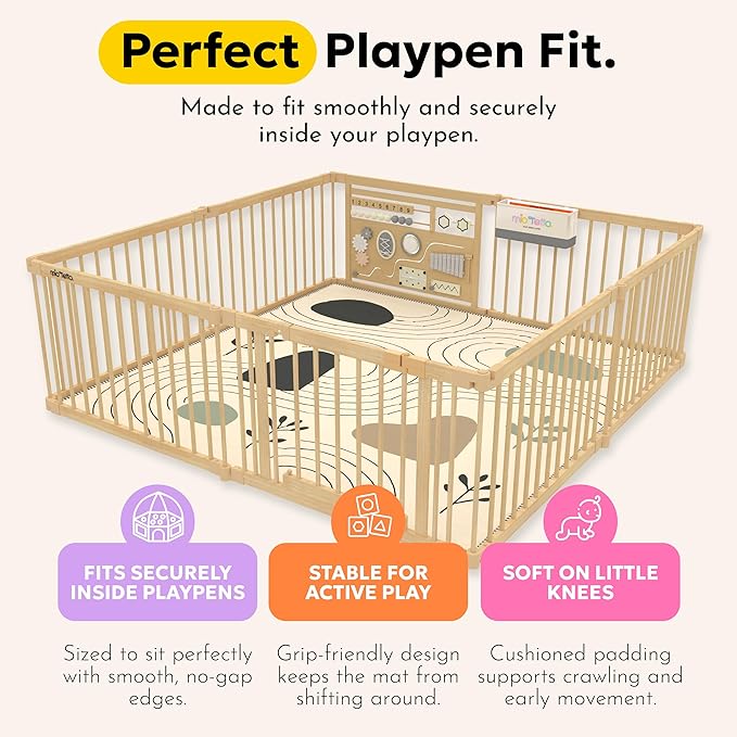 Miotetto Baby Mat for Floor, 73" x 73" Playpen Mat, Thick Soft Foam Padding Baby Play Mat, Portable Quilted playmat - Washable Baby Floor Play mat, Non-Slip Play Mat for Babies & Toddlers