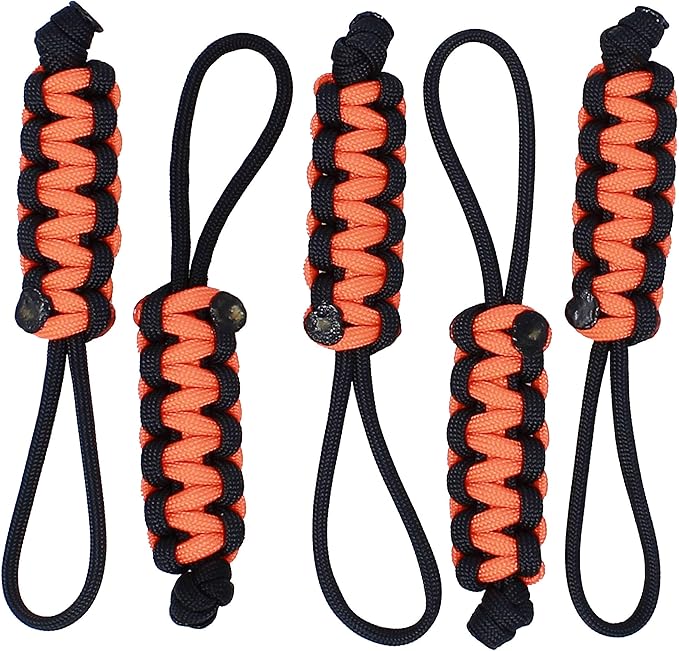 BubbasGarageTv - Large Heavy Duty Paracord Zipper Pulls (Neon Orange