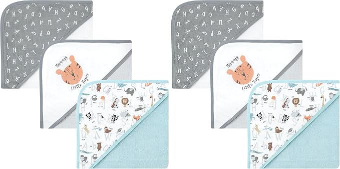 Hudson Baby Unisex Baby Cotton Rich Hooded Towels, Alphabet, One Size (Pack of 2)