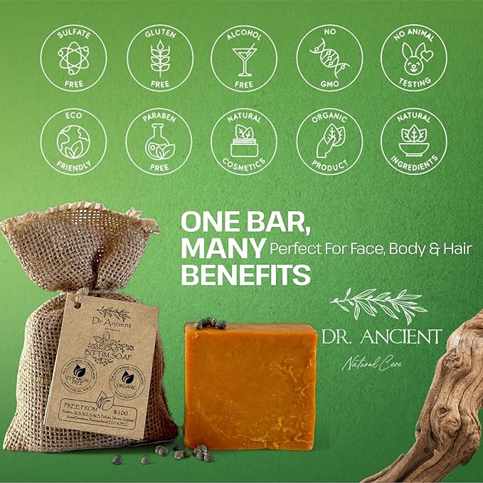 Dr.Ancient Wild Pistacia Bittim Soap Bar Organic Natural Vegan Traditional Handmade Antique - No Chemicals, Pure Natural Soaps!