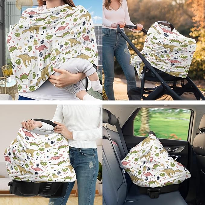 Dinosaurs Carseat Canopy for Babies Breast Feeding Covers for Women Baby Lounger Pillow U-Shaped Breastfeeding Pillowcase Breastfeeding Essentials
