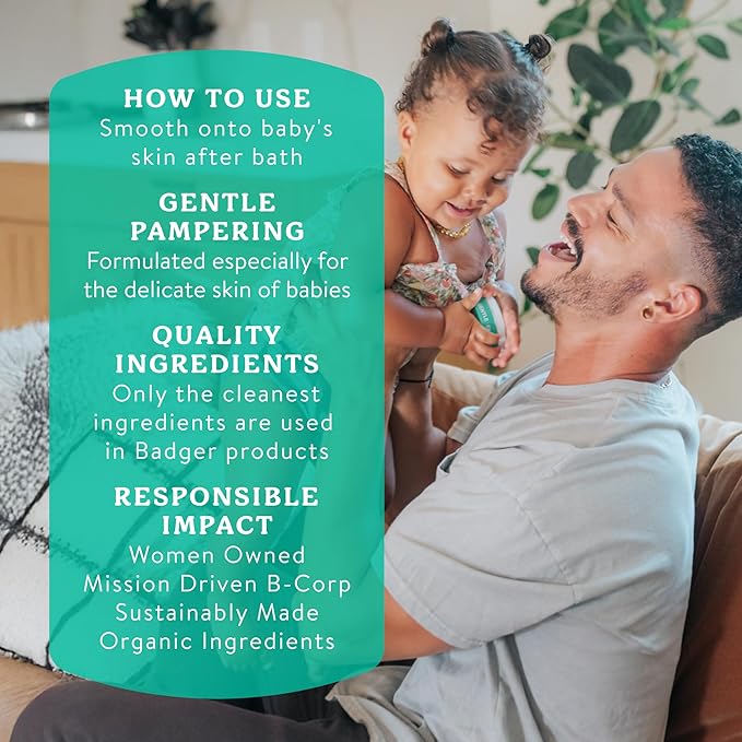 Badger Baby Balm, Organic Calendula Cream, Soothes Diaper Rash, Cradle Cap & Dry Skin, 100% Organic Baby Cream, Pediatrician Tested & Long Lasting, 2 oz Tin
