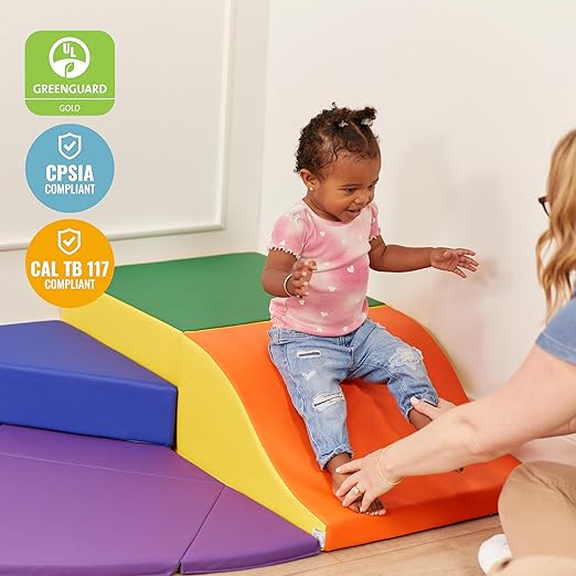 ECR4Kids SoftZone Adventurer's Summit Slide, Corner Climber, Assorted, 4-Piece
