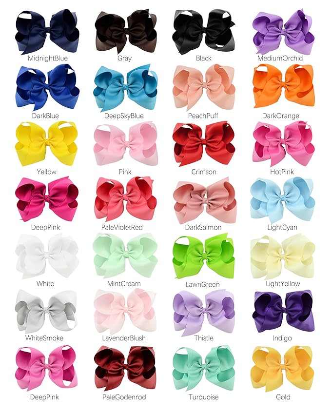 Choicbaby 28pcs 6 Inch Hair Bows for Girls Large Hair Bows with Alligator Clips Toddler Hair Accessories for Baby Girls Kids Teens
