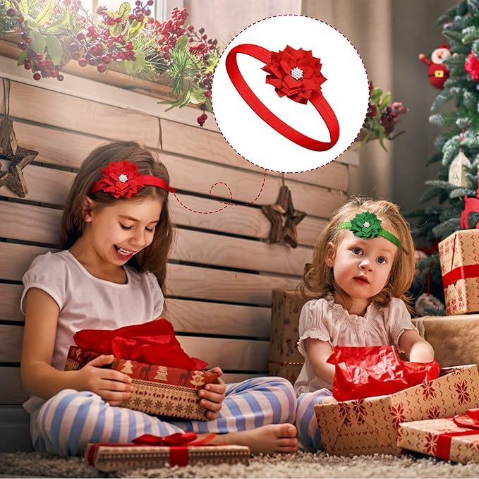 Red Green Girl Baby Flower Headbands Rhinestone Flower Princess.(FD83-Red Green)