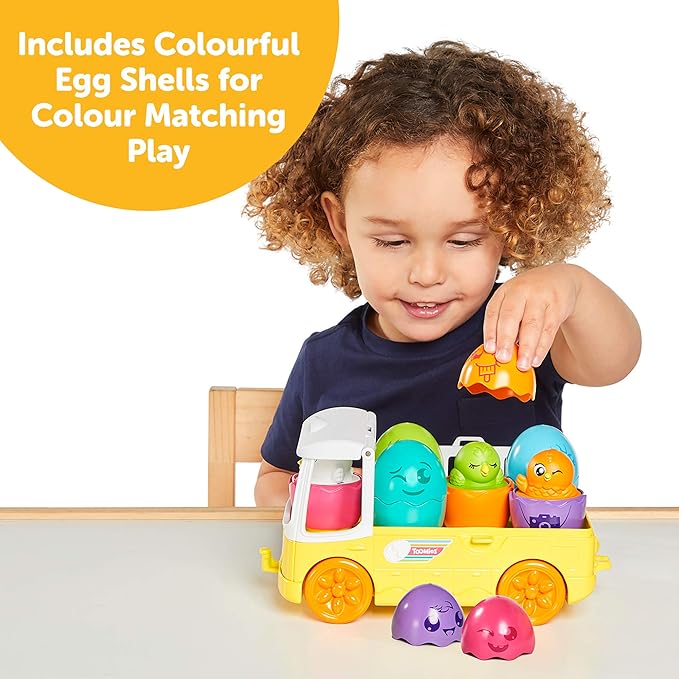 Toomies Tomy Hide and Squeak Egg Bus Baby Toy, Educational Shape Sorter with Colours and Sound, Easter Toy for Babies, Baby Push-Along Toy for Toddlers, Baby Boys & Girls Aged 1, 2 & 3 Year Olds