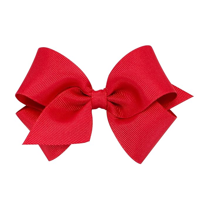 Wee Ones Baby Girls' Small Classic Grosgrain Hair Bow on a WeeStay Clip w/Plain Wrap - Red,One Size
