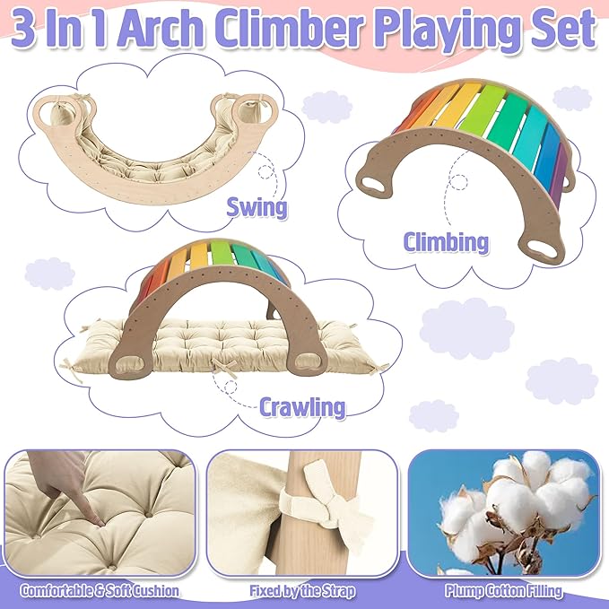 ROYALAY Premium Climbing Arch Cushion for Kids, Arch Cushion Floor Cushion Toddler Nap Mat (43 * 20 * 3 inch, Apricot)