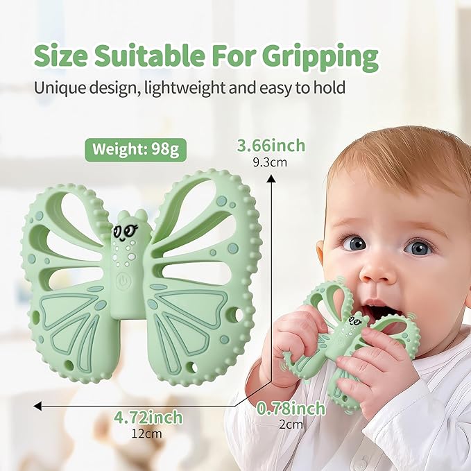 Vibrating Sensory Chew Toy for Autistic Children - USB fast charging, 10-speed vibration baby teether, Rechargeable Teether for Babies 18 Months, Autism Sensory Toys & Calming Chew Toys (Green)