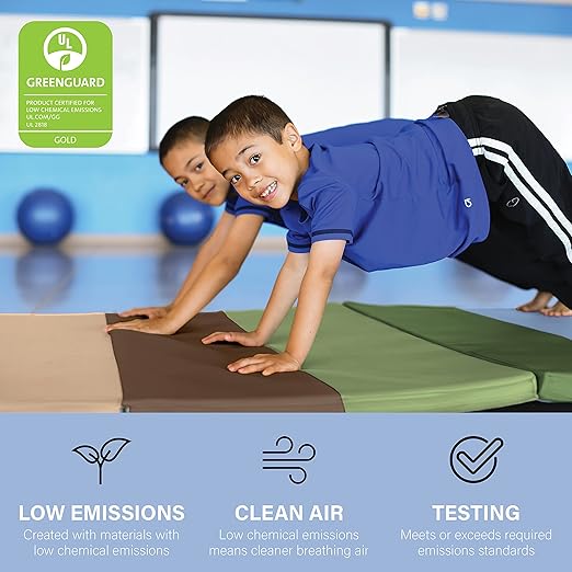 FDP SoftScape Space Saver Foldable Children's Play Mat - Soft, Sturdy 1.5 inch Thick Foam, 3-Fold Floor Mat Indoor Active Play, Tummy Time, Stretching for Kids - Earthtone, 13231-ET
