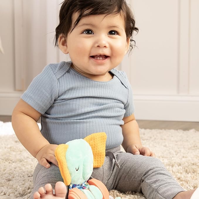 BEBE FUERTE Move & Groove Crinklie Elephant by Robin Arzon - Baby Crinkle Toys - Sensory Toys for Fine Motor Skills - Baby and Toddler Gifts for Ages 0 Months and Up