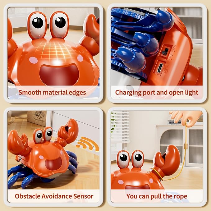 Beby Buty Crawling Crab Baby Toy, Infant Tummy Time Walking Dancing Moving Crab Toys for Babies, Toddler Birthday Gifts