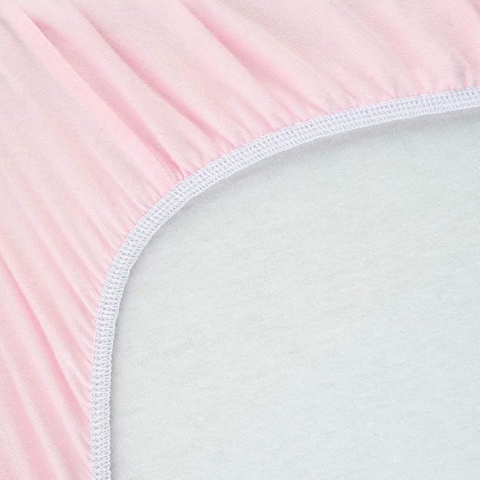 SheetWorld Baby Fitted Square Play Yard Sheet Fits Joovy 38 x 38 inches, 100% Cotton Jersey Hypoallergenic Sheet, Unisex Boy Girl, Baby Pink, Made in USA