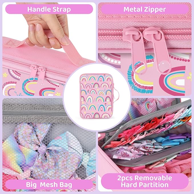 Bow Organizer for Girls, Bows Holder for Girls Hair, Bow Case Organizer for Toddler Baby Girl Hair Accessories for Claw Clip (Rainbow)