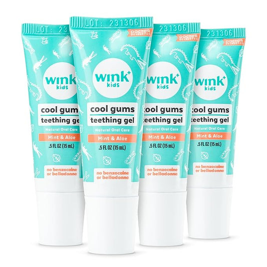 Wink Well - Baby Teething Relief for Infants and Kids, Cooling, Soothing Natural Gel for Sore Gums and Other Teething Discomfort (4 Pack, 15 ml Each)