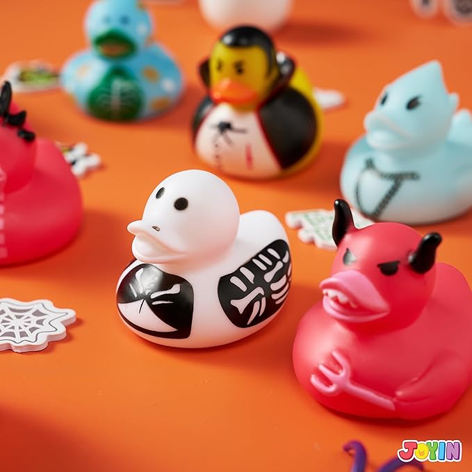 JOYIN 18 PCS Halloween Rubber Ducks, Halloween Ducks for Halloween Party Favors Decorations, Rubber Duckies Baby Bath Toys for Goodie Bag Fillers School Classroom Carnival Game Prizes