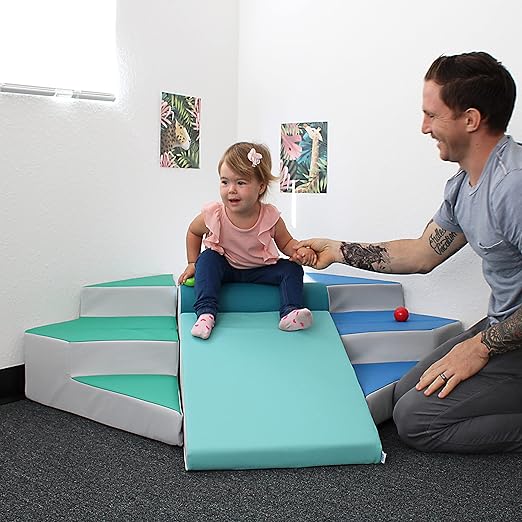 FDP SoftScape Step Up and Slide Corner Climber, Indoor Active Play Structure for Toddlers and Preschoolers, Soft Foam for Crawling and Sliding, Multiple Configurations (4-Piece) - Contemporary, 13383