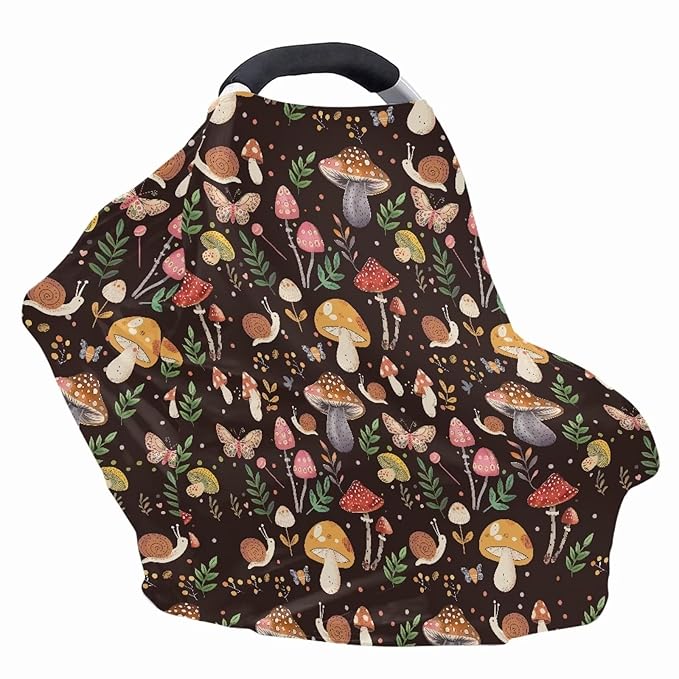 ZFRXIGN Mushroom Car Seat Covers Canopy for Babies Nursing Cover Scarf Shopping Cart Cover Light Blanket Stroller Cover Girls Gifts Snail Animal Baby Car Seat Cover