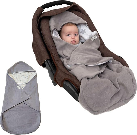 Car Seat Blankets for Babies Winter - Stroller Footmuff Carseat Cover Baby 5 Point Harness - Swaddle Bunting Bag Gift Christmas (White)