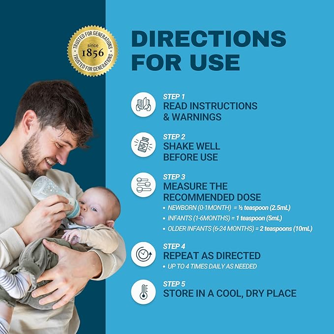 KOLIK Original Gripe Water - Baby’s Colic Relief with Ginger & Dill Oil - Gripe Water for Babies & Infants - Baby Gas Relief for Stomach Discomfort & Hiccups - Newborn Essentials - 150ml (5 fl. oz.)